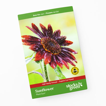Red Sun Sunflower Seeds (15 Seeds) - Very Easy To Grow, Bright Red Flower Heads By Seeds Bee Blooming